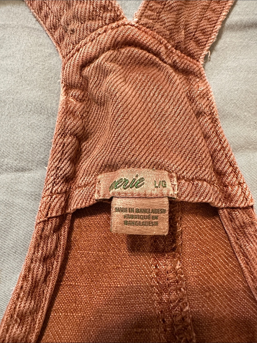 Aerie Brown Linen Blend Women's Short Overalls Romper Knotted Straps Size L - Picture 8 of 10